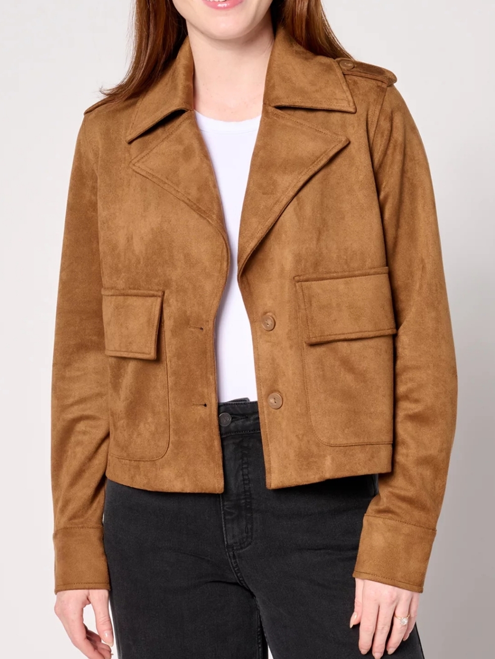 XL NWOT Me by Jennie Garth Brown Faux Suede Jacket